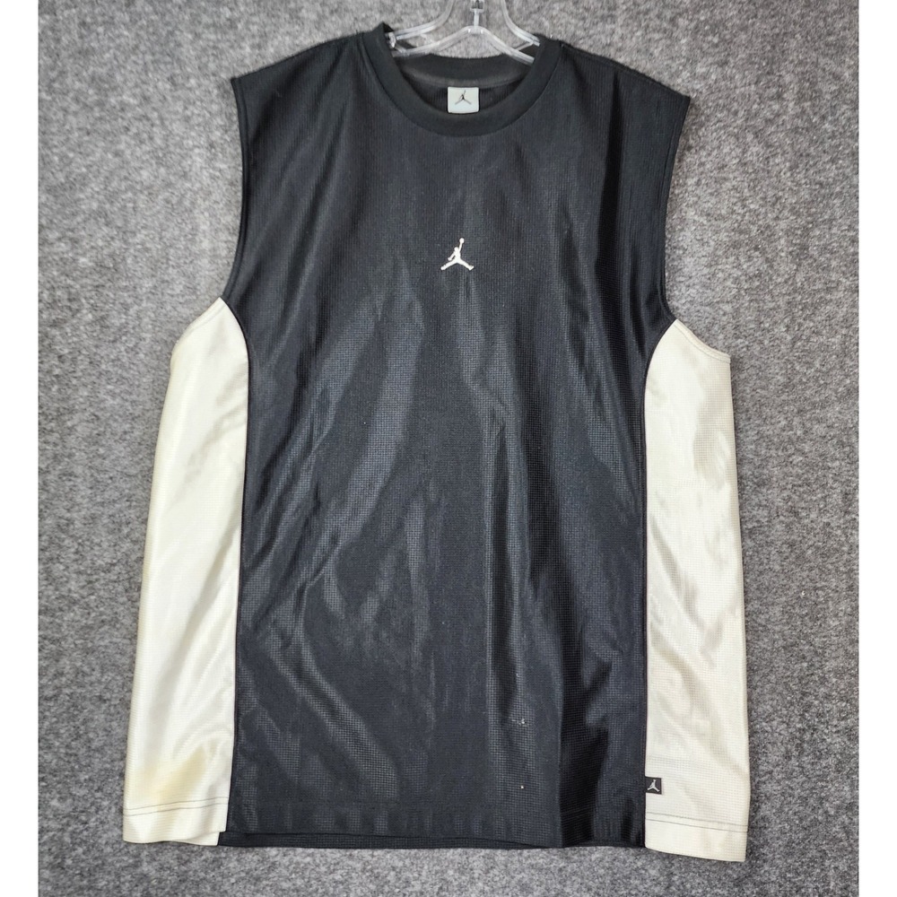 Jordan Jumpman Basketball Jersey Mens XL Black White Sleeveless Mesh Tank Top